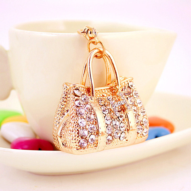 Wholesale Rhinestone Crystal Handbag Zinc Alloy Keychain